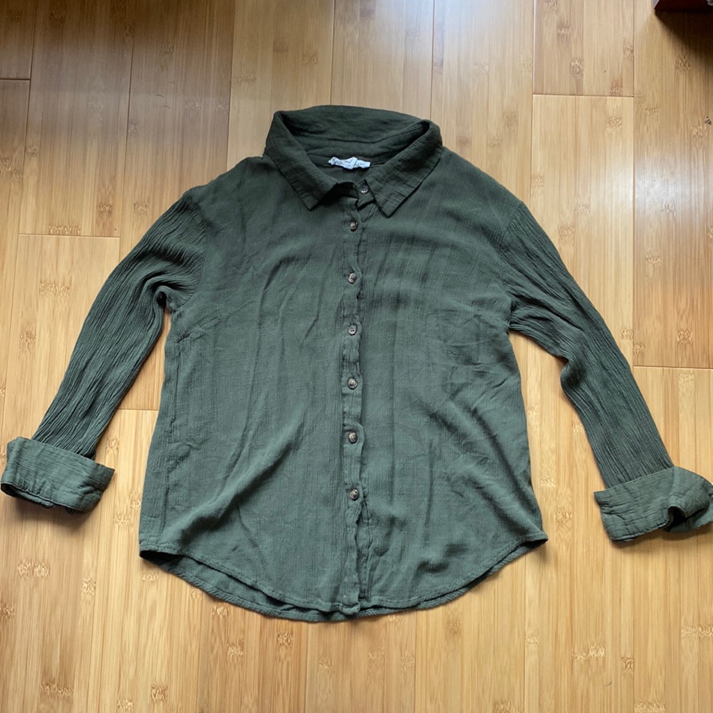 Green Button Up